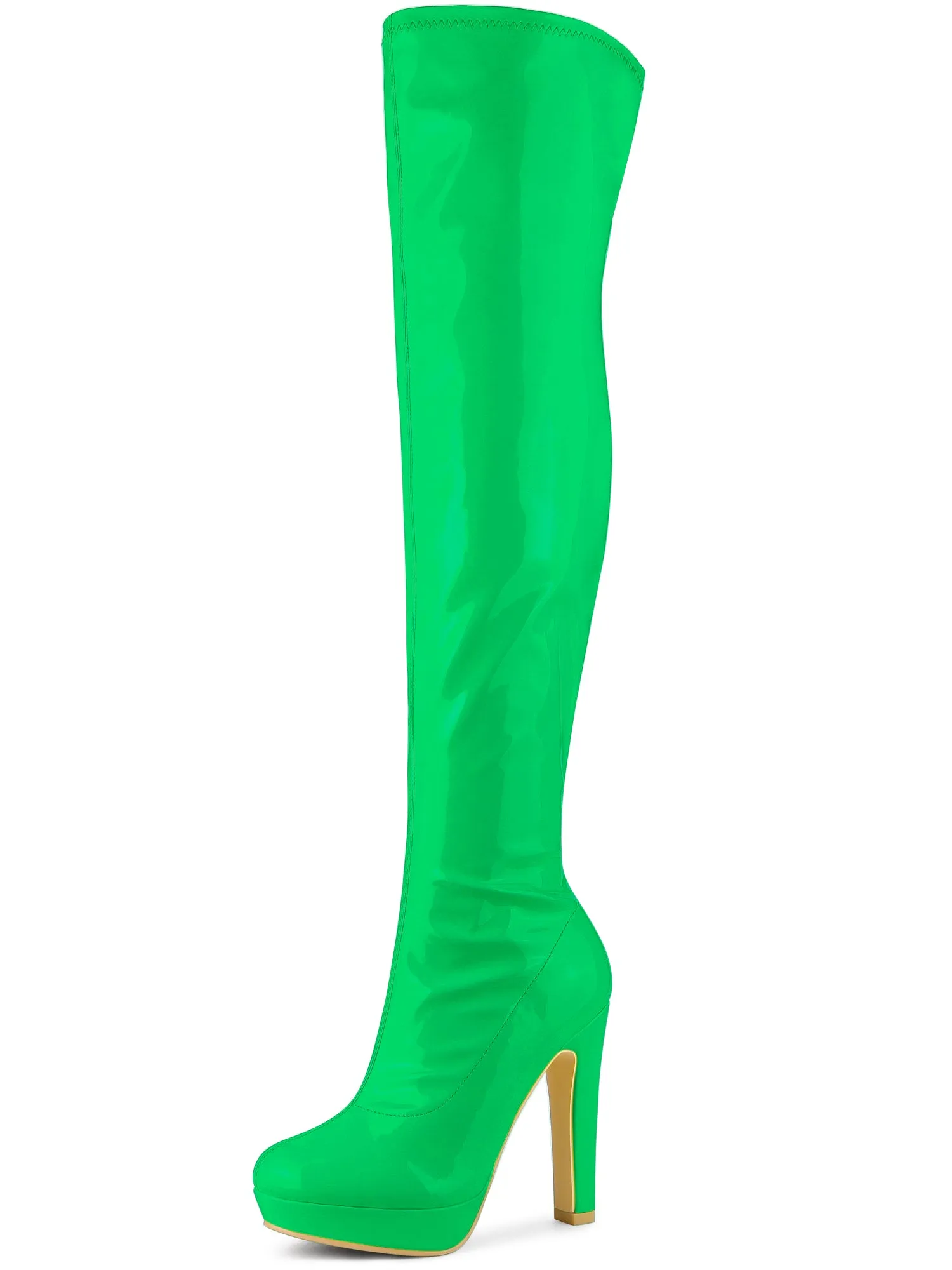 Platform Round Toe Chunky Heel Over The Knee High Boots
