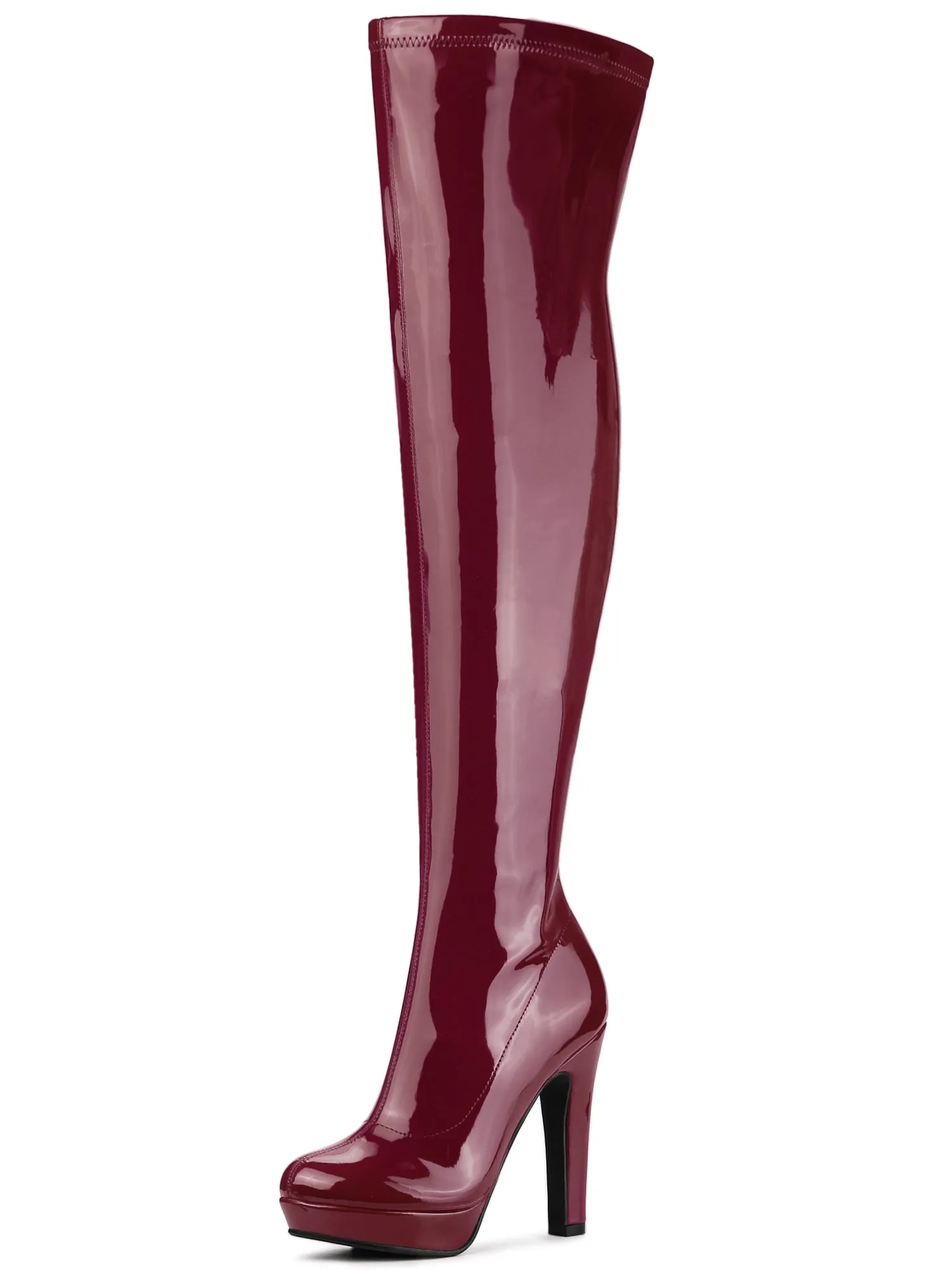 Platform Round Toe Chunky Heel Over The Knee High Boots