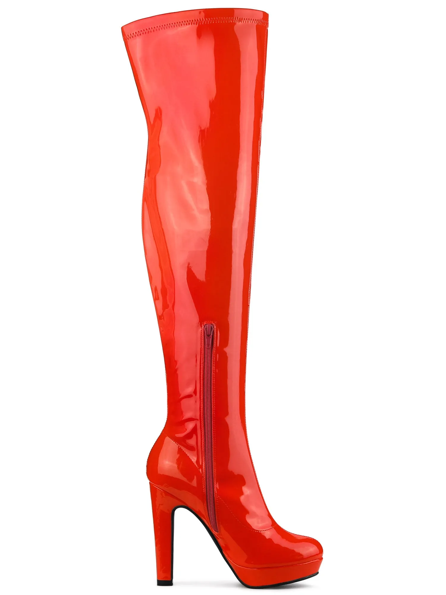 Platform Round Toe Chunky Heel Over The Knee High Boots