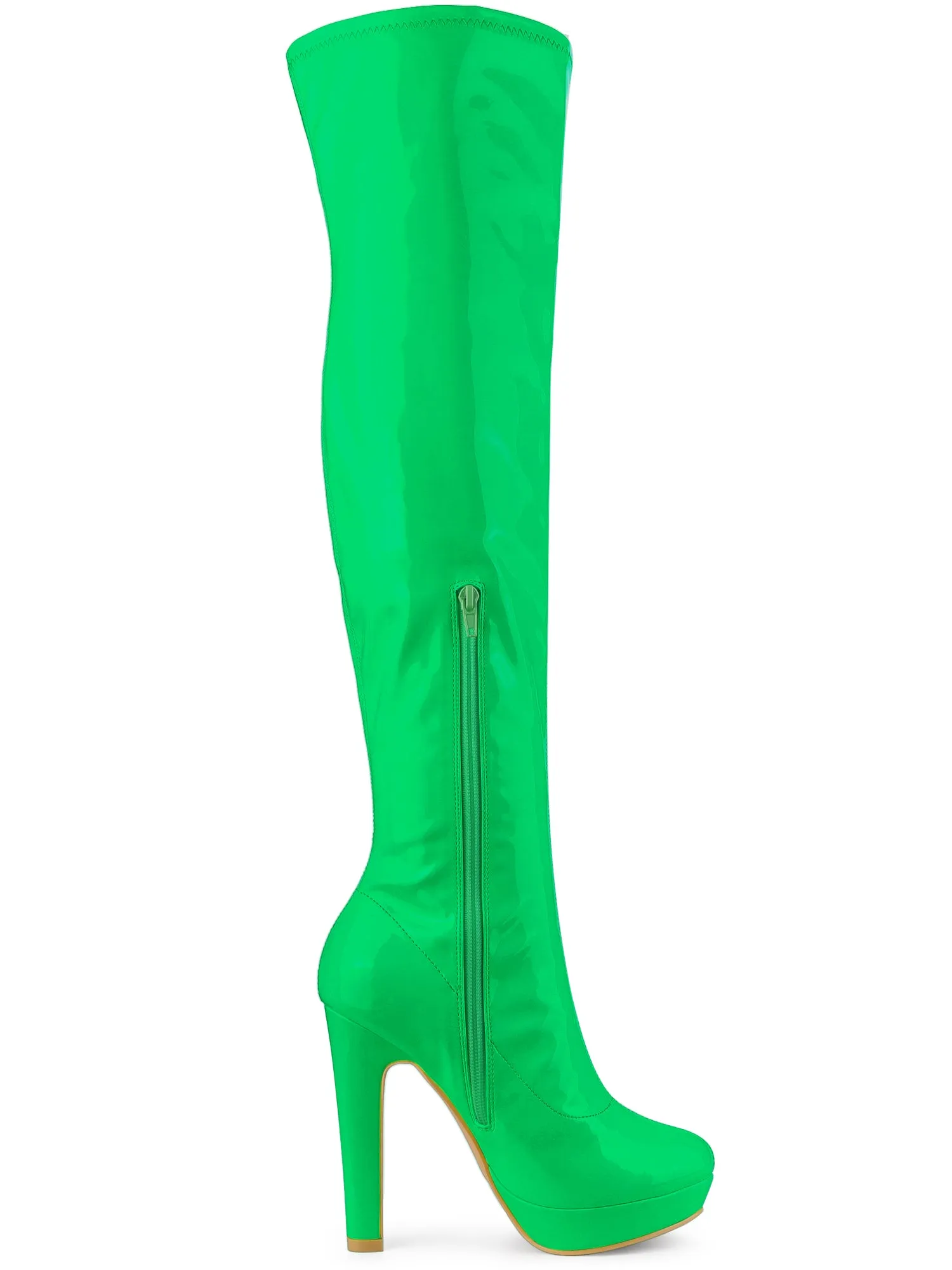 Platform Round Toe Chunky Heel Over The Knee High Boots