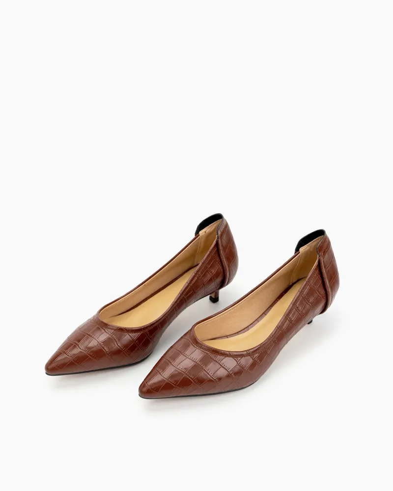 Pointed Toe Low Kitten Heels Pumps