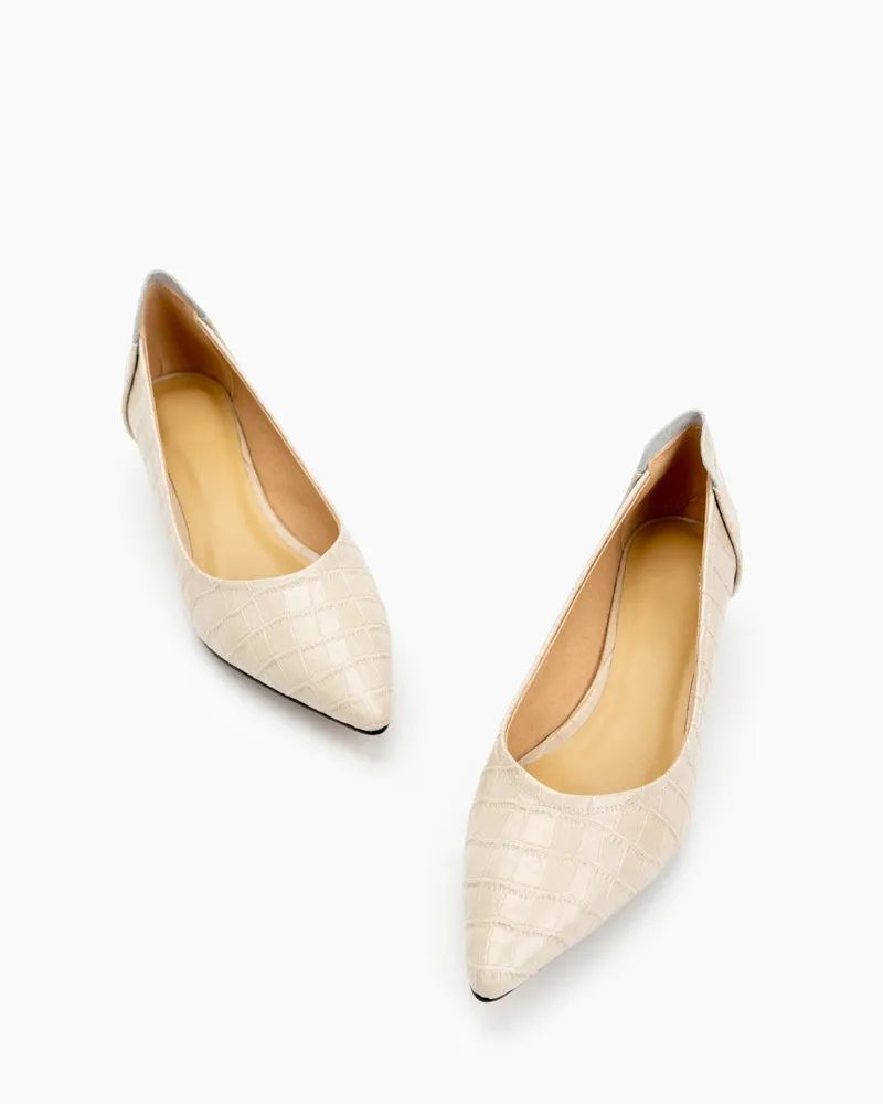 Pointed Toe Low Kitten Heels Pumps