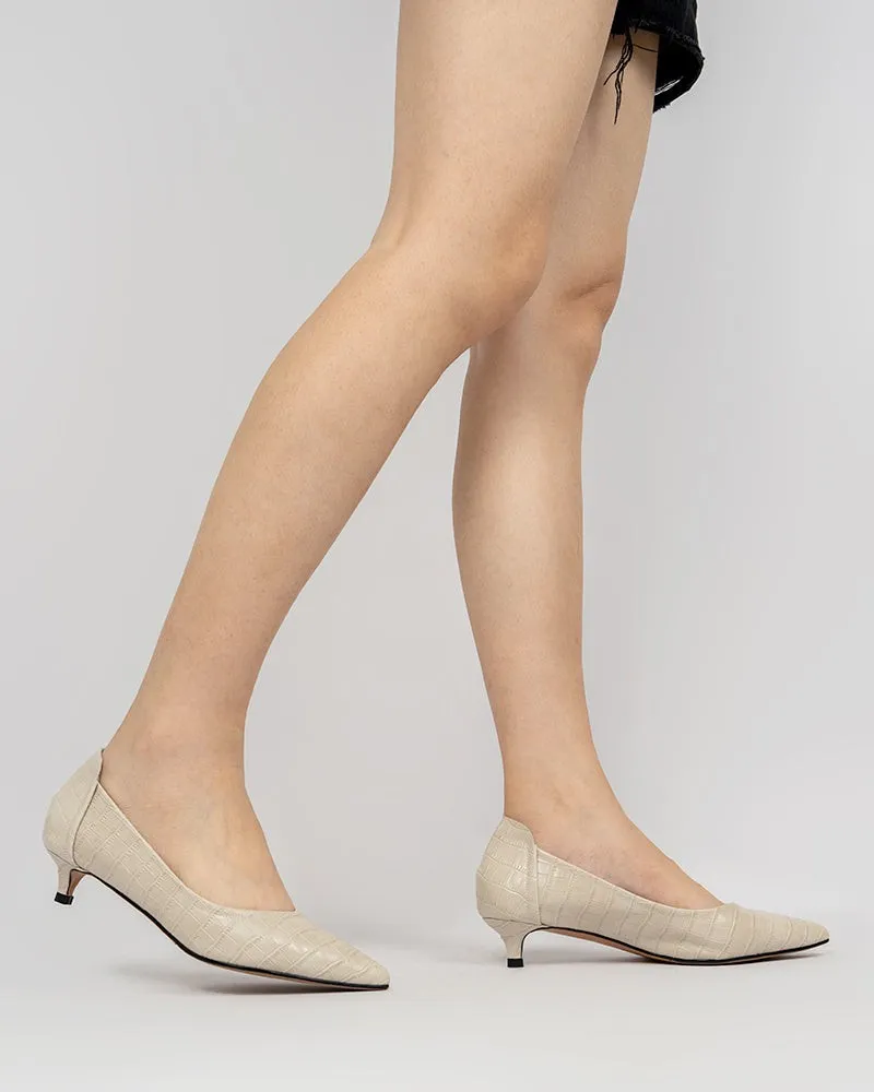 Pointed Toe Low Kitten Heels Pumps