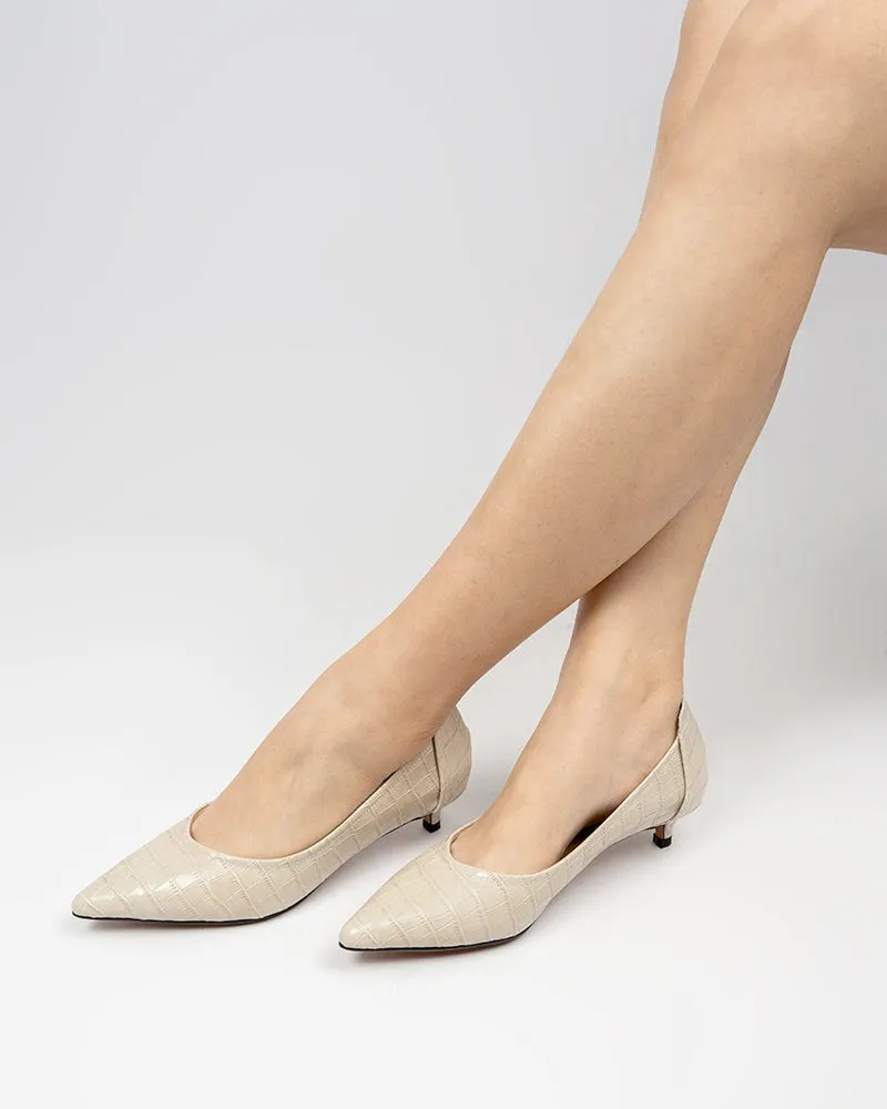 Pointed Toe Low Kitten Heels Pumps