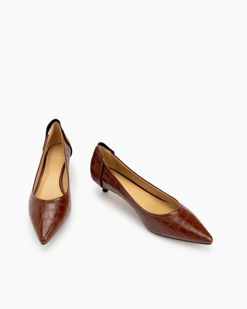 Pointed Toe Low Kitten Heels Pumps