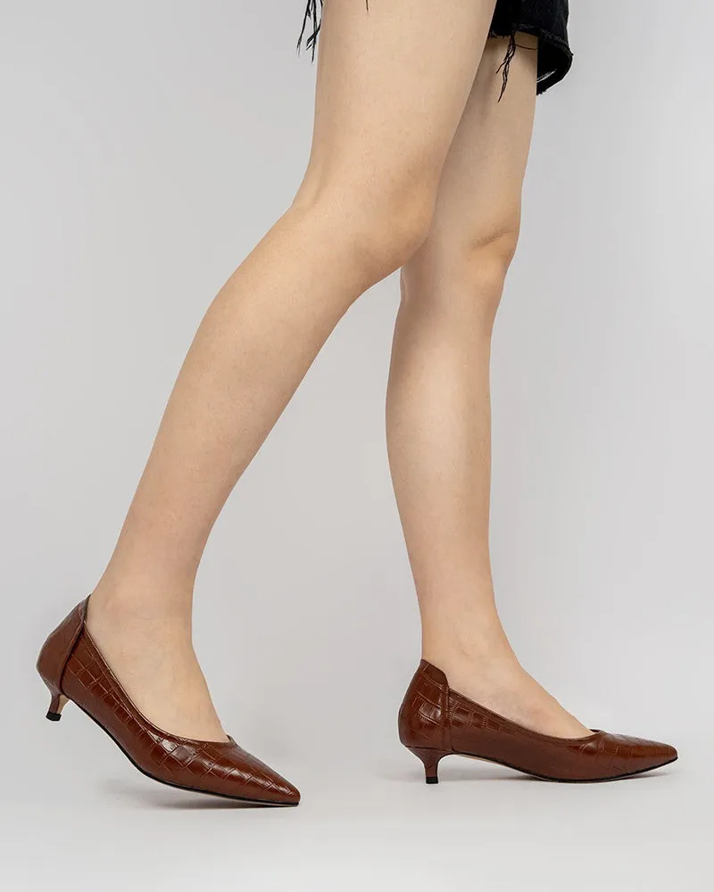 Pointed Toe Low Kitten Heels Pumps