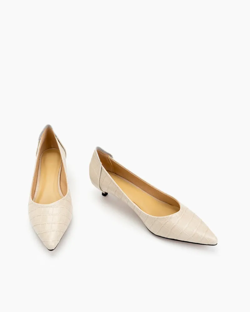 Pointed Toe Low Kitten Heels Pumps
