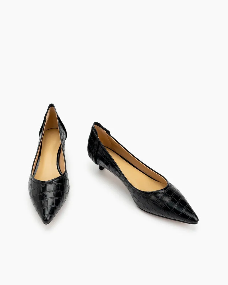 Pointed Toe Low Kitten Heels Pumps