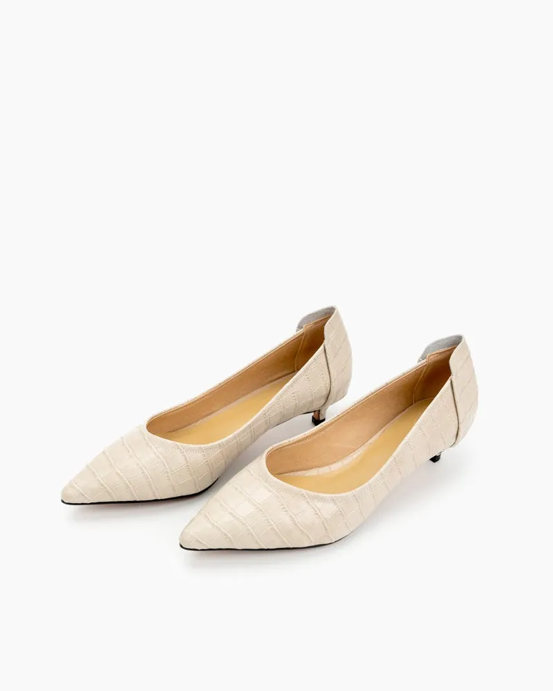 Pointed Toe Low Kitten Heels Pumps