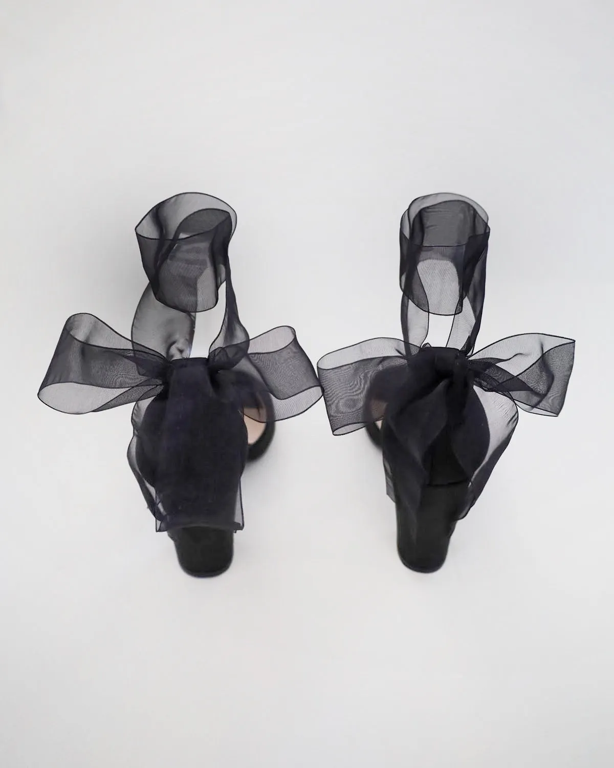 Satin Block Heel Evening Sandals with Wrapped Ribbon Tie