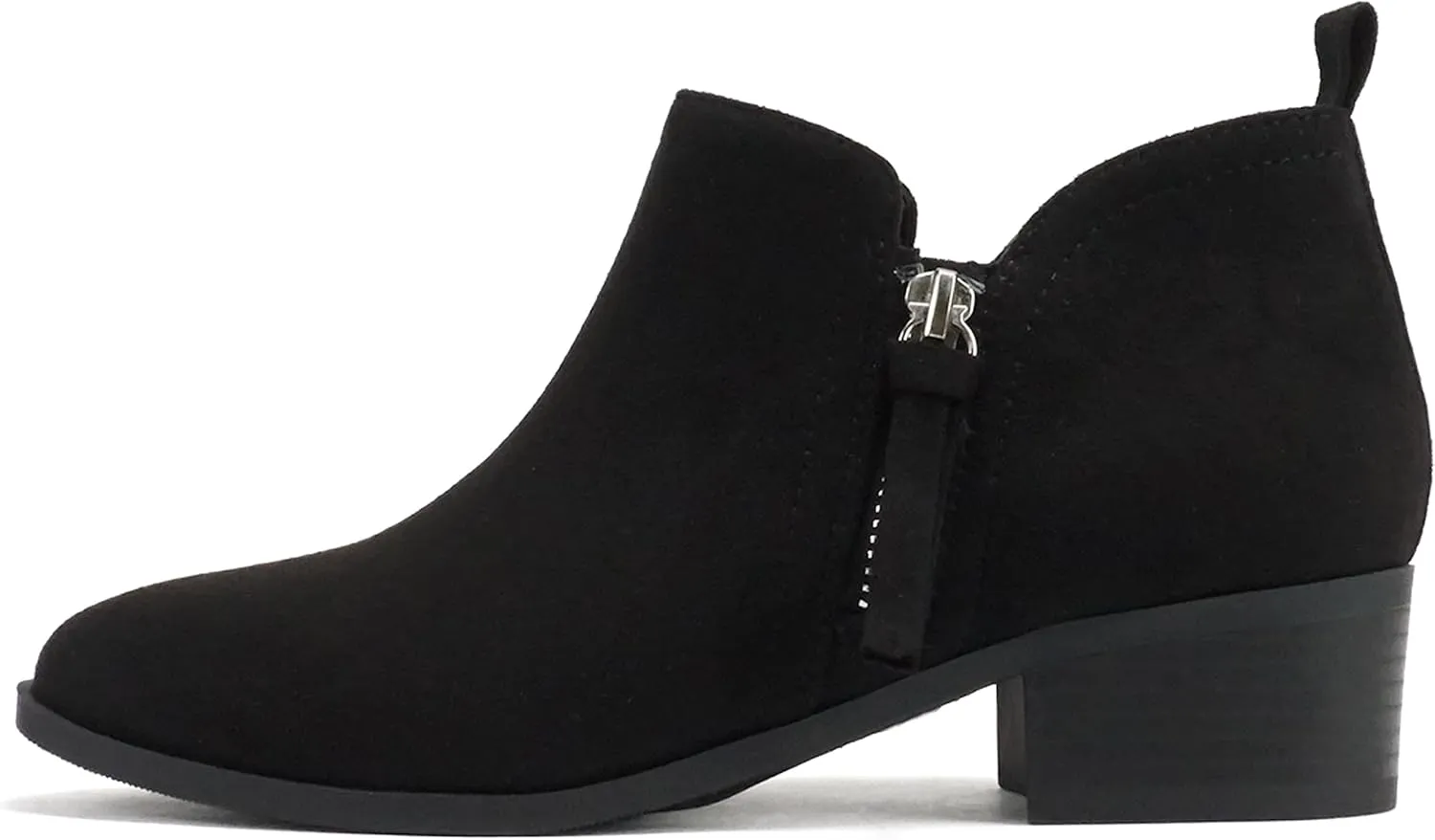 Soda ZAYNE ~ Women Round Toe Elastic Side Gore Side Zipper Pull Tab Low Heel Ankle Boot Bootie