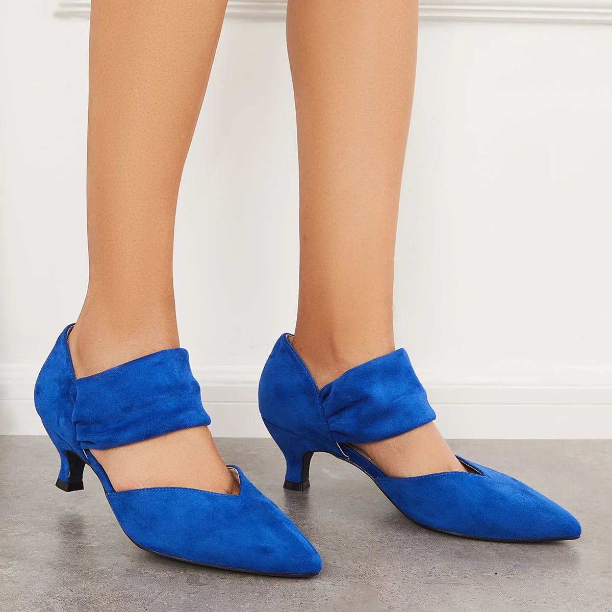 Sohiwoo woman formal Pointed Toe Kitten Heel Pumps Slip on Instep Straps Office Shoes