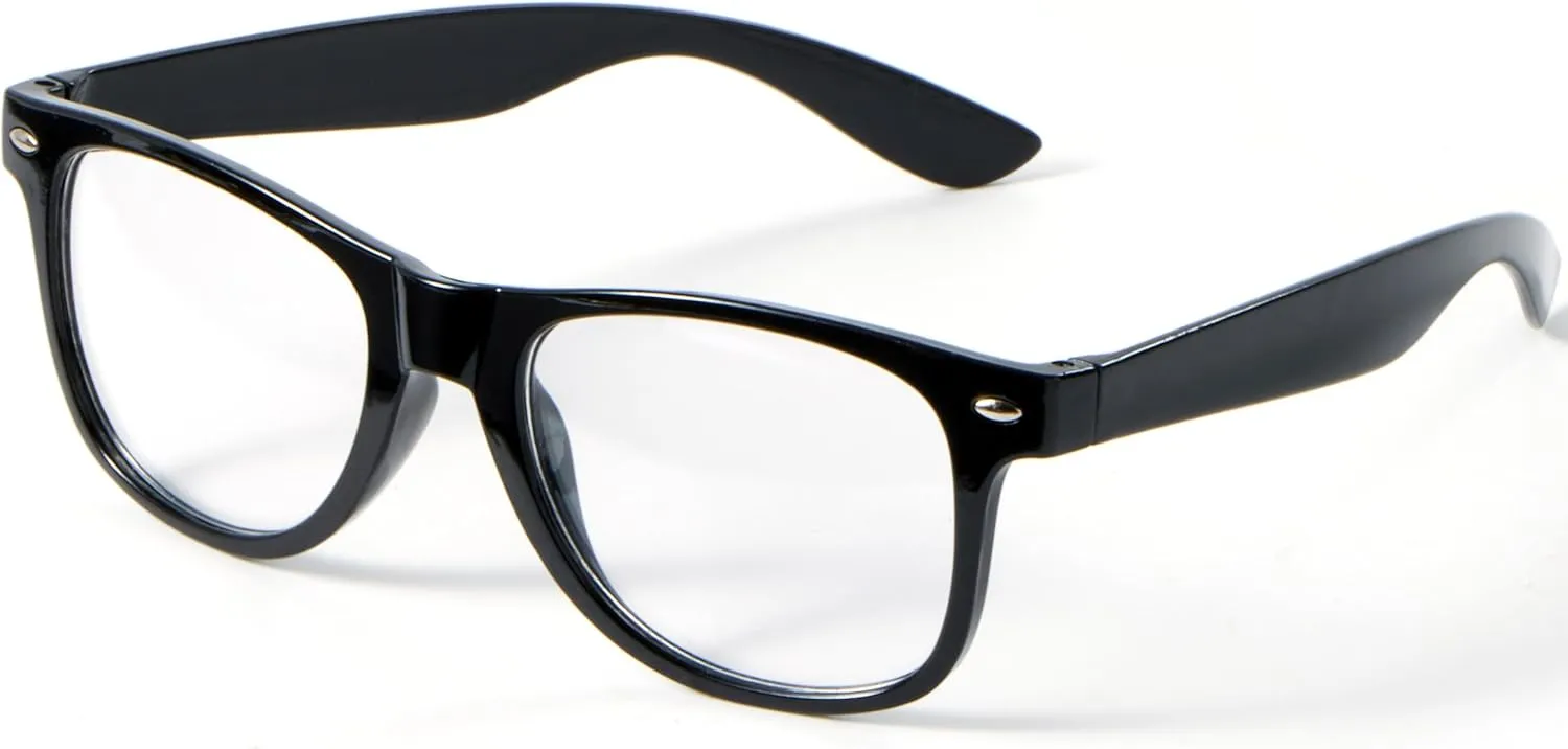 Spooktacular Creations Nerd Costume Glasses - Black Fake Glasses with Clear Lenses for Men, Women, Adults - Halloween Accessories