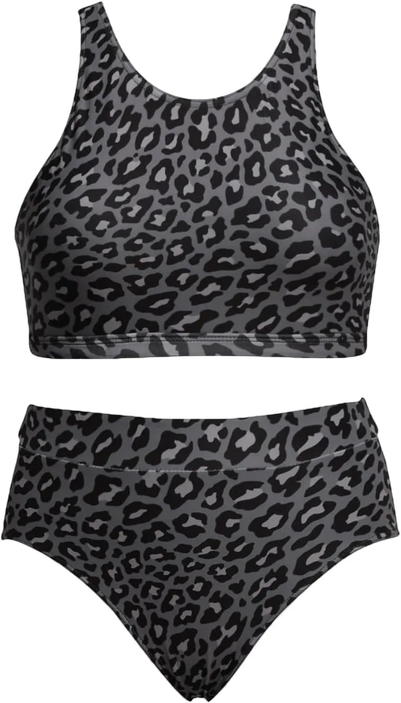 Tempt Me Women High Waisted Bikini Two Piece Swimsuits High Neck Crop Top Racerback Sporty Bathing Suits for Teen Girls