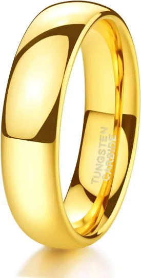TRUMIUM 2mm 4mm 6mm 8mm Tungsten Wedding Band Ring for Men Women Gold/Rose Gold/Silver Domed High Polish Comfort Fit 4-15