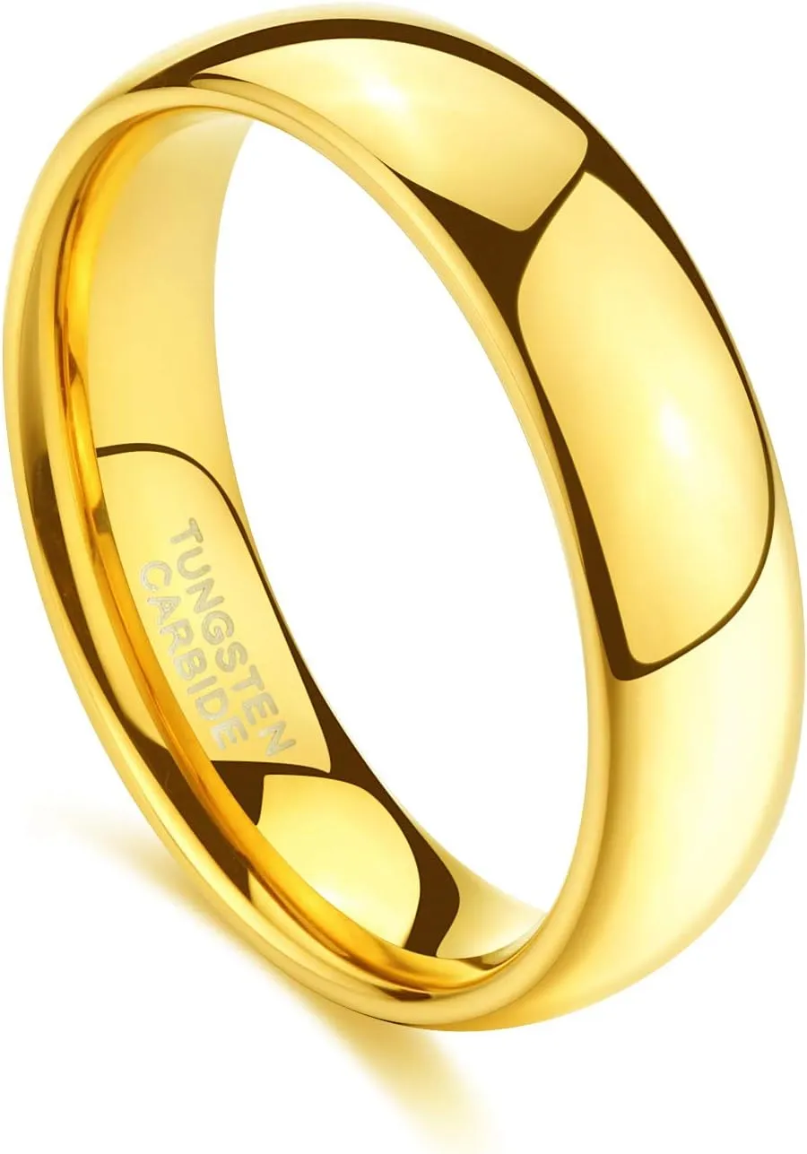 TRUMIUM 2mm 4mm 6mm 8mm Tungsten Wedding Band Ring for Men Women Gold/Rose Gold/Silver Domed High Polish Comfort Fit 4-15