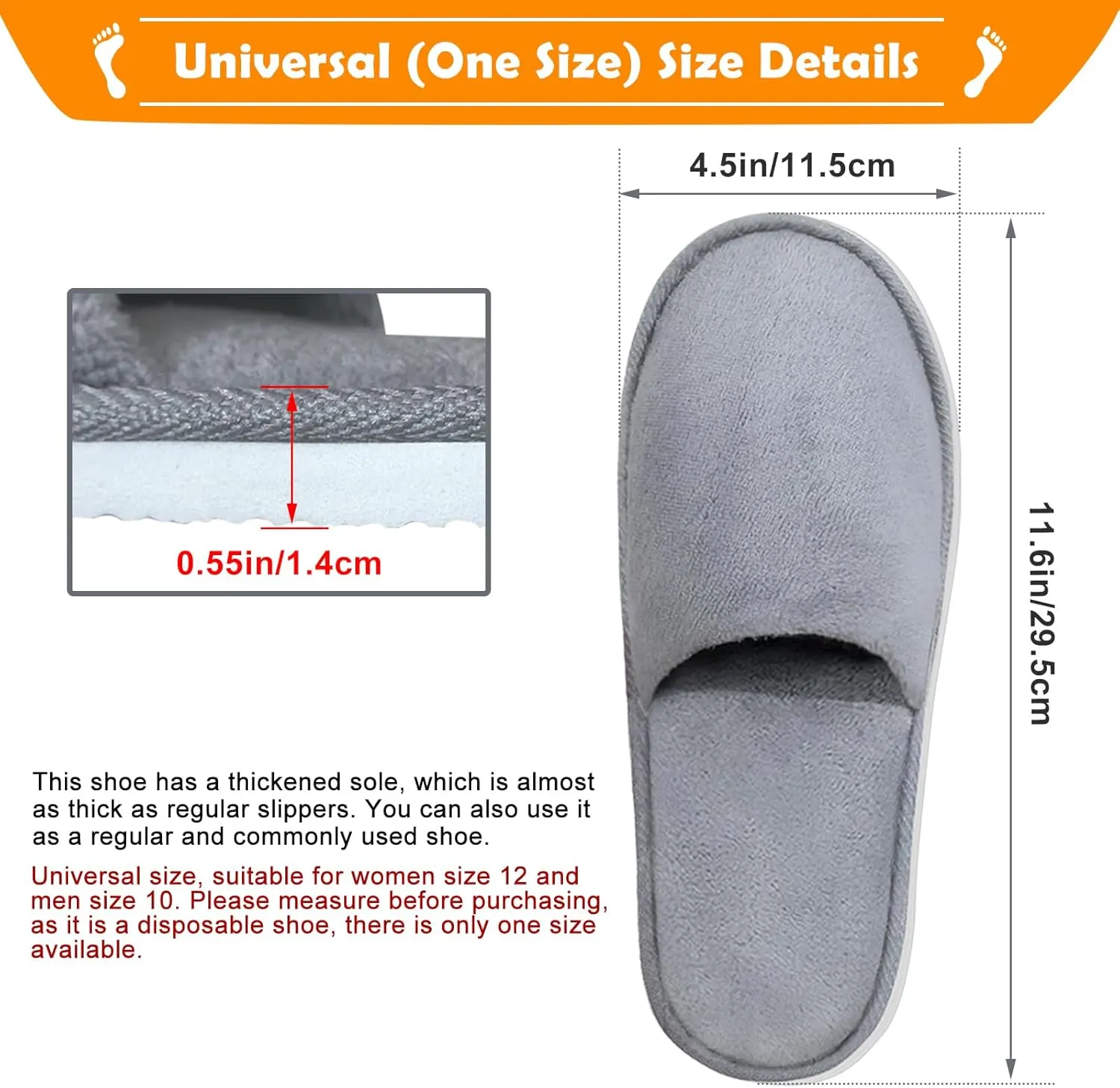 Ultra Soft Coral Velvet Disposable Slippers - 4-6 Pairs, Machine Washable, Reusable, Men's & Women's Loose Size (4-6-pack, Adult, Women, 11.5, US Wide)