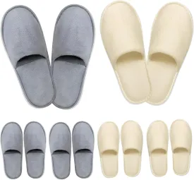 Ultra Soft Coral Velvet Disposable Slippers - 4-6 Pairs, Machine Washable, Reusable, Men's & Women's Loose Size (4-6-pack, Adult, Women, 11.5, US Wide)