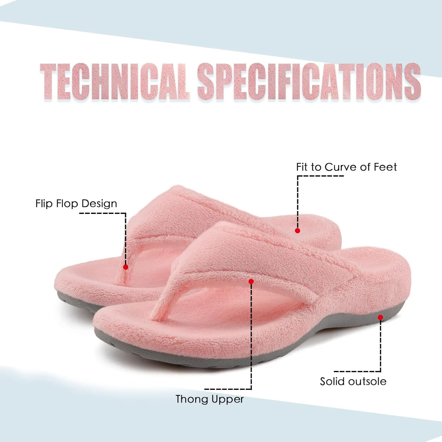 Women's Thong Spa Slippers with Arch Support Flip Flop House Slippers for Women Indoor and Outdoor